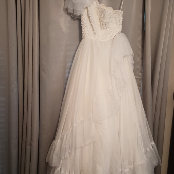 70s Vintage Mike Benet Formal Gown Wedding Dress - Picture 1 of 6